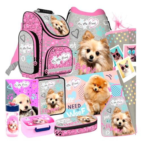 Hunde Dog 8 Teile Set Schulranzen RANZEN SCHULTÜTE 85 Tasche Rucksack Tornister mit-Sticker-von-Kids4shop von Kids4shop