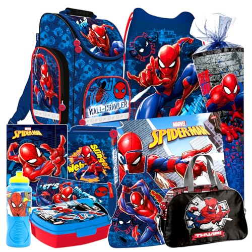 Spiderman 10 Teile Set SCHULRANZEN Ranzen Federmappe Tornister Schultüte 85 cm mit Sticker-von-Kids4shop von Kids4shop