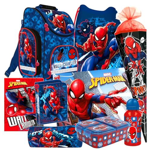 Spiderman Spider Man Spider-Man 9 Teile Set Schulranzen Ranzen Schulrucksack Federmappe Tasche Schultüte 85 cm Tornister mit Sticker-von-Kids4shop Spiderman Spider Man Spider-Man 9 Teile Set Schulranzen Ranzen Schulrucksack Federmappe Tasche Schultüte 85 cm Tornister mit Sticker-von-Kids4shop von Kids4shop