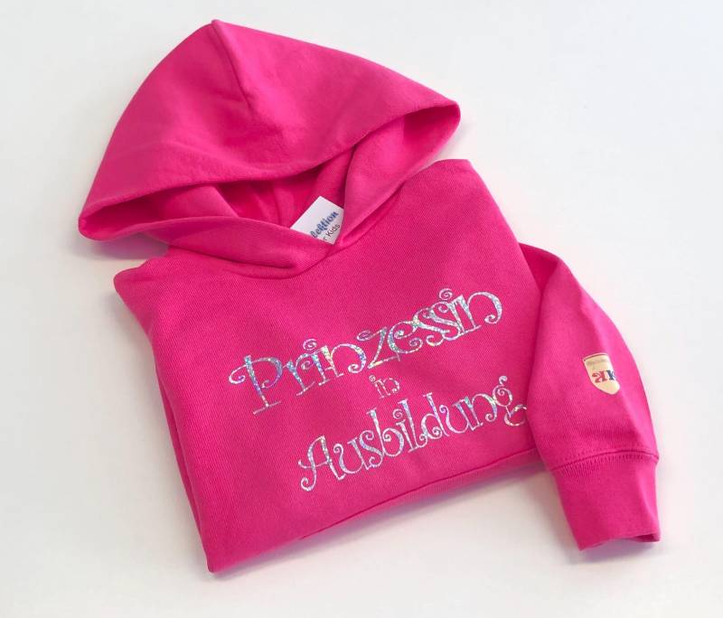 Süßes Cooles Hoodie, Pullover Mit Kapuze in Pink, Glitzer Applikationen, Kinderpullover, Mädchenpullover von KidsKollektion