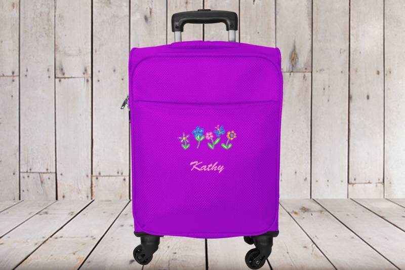 Kinder Kleine Spinner Handgepäck Personalisiert Mit Blumen Stickerei von KidsTravelZone