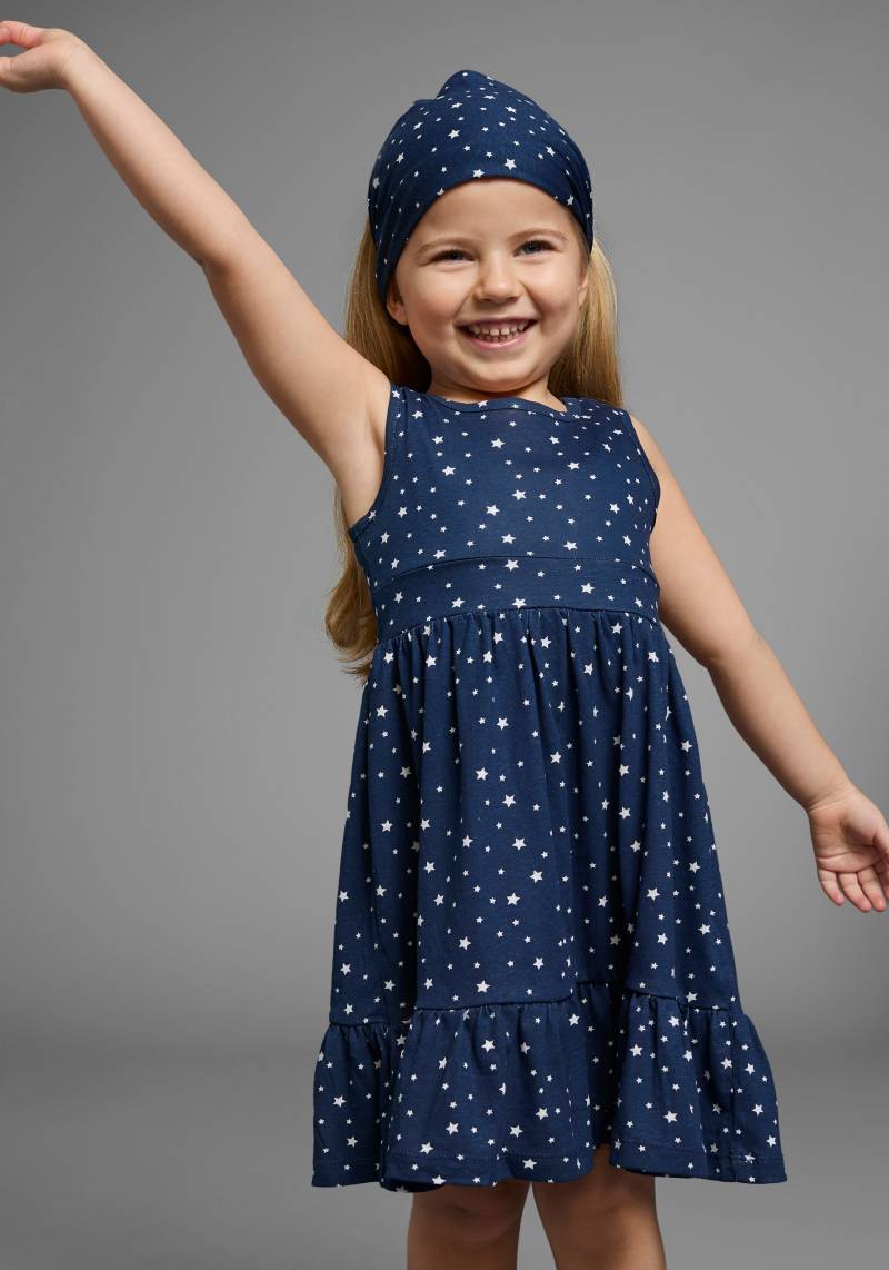 KIDSWORLD Jerseykleid "2tlg. Shirtkleid + Haarband im niedlichen Sternen-Allover" Set, 2 Stk. tlg. festliche Anlässe, knielang, verspielter Stil, aus Baumwolle von Kidsworld