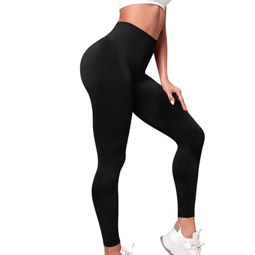 Anti Cellulite Leggings High Waist Damen Elastische Leggins Kompressions Weiche Sporthose für Sport Gym Fitness Sporthose Stretch Leicht Yoga Hose Bequem Pants Legging Push Up Booty Lifting Yogahose von Kiduoua