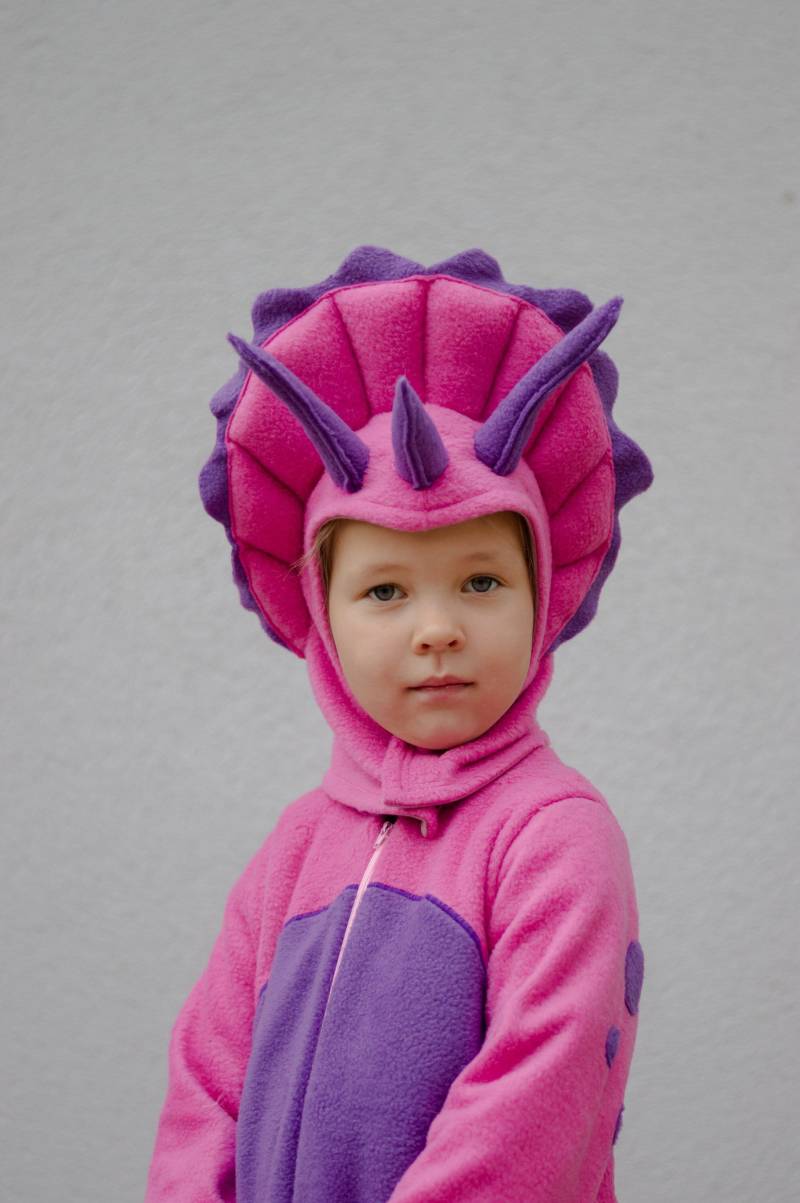 Dinosaurier Kostüm Pink Triceratops Jumpsuit Kinder Baby Kleinkind Cosplay Halloween Outfit Geburtstagsparty Foto Requisiten von KidzAndCostumes