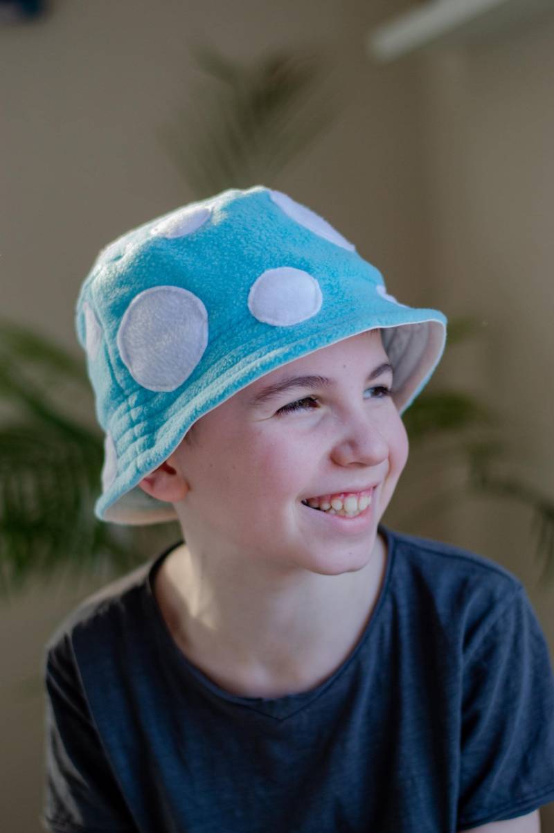 Sofort Lieferbar Aqua Blau Eimer Hut Pilz Fliegenpilz Kinder Erwachsene Kostüme Halloween Kostüm Outfit Unisex Cosplay von KidzAndCostumes