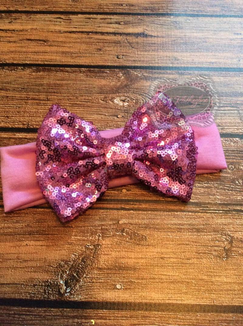 Pailletten Stirnband Haarband Breiten Haarreifen Lavendel Turban Baby Valentinstag von KidzKlothezline