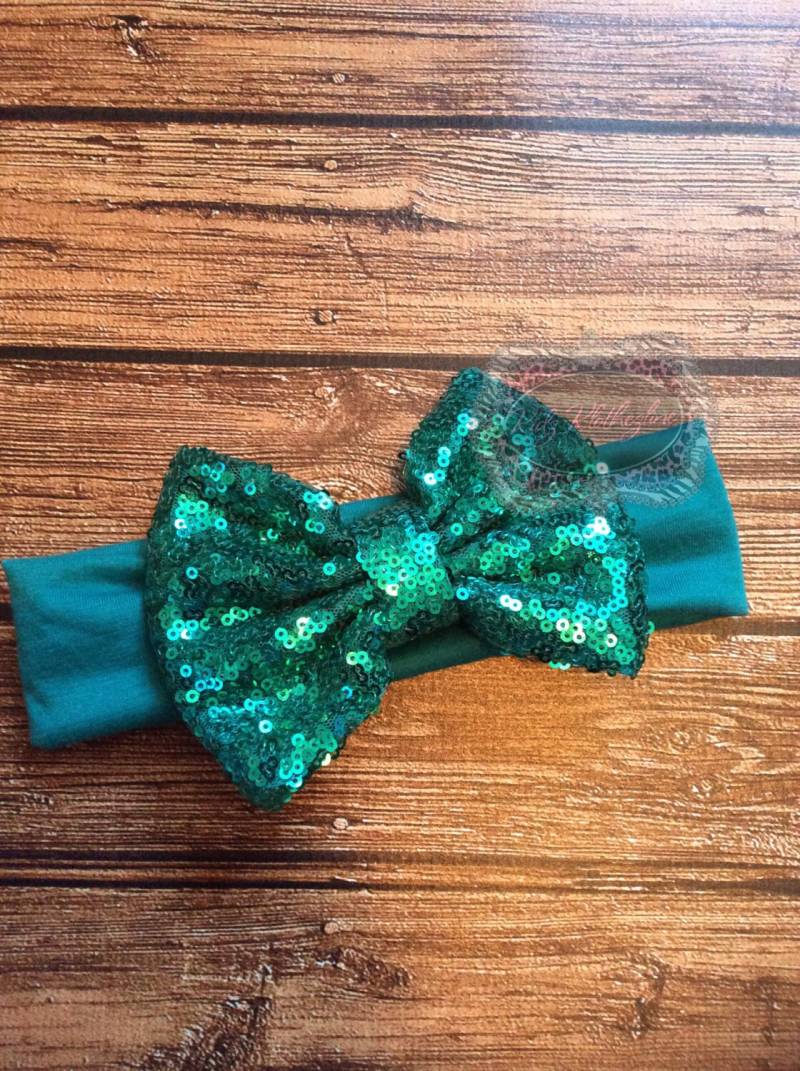 Pailletten Stirnband Haarband Breiten Haarreifen Petrol Turban Baby Valentinstag von KidzKlothezline