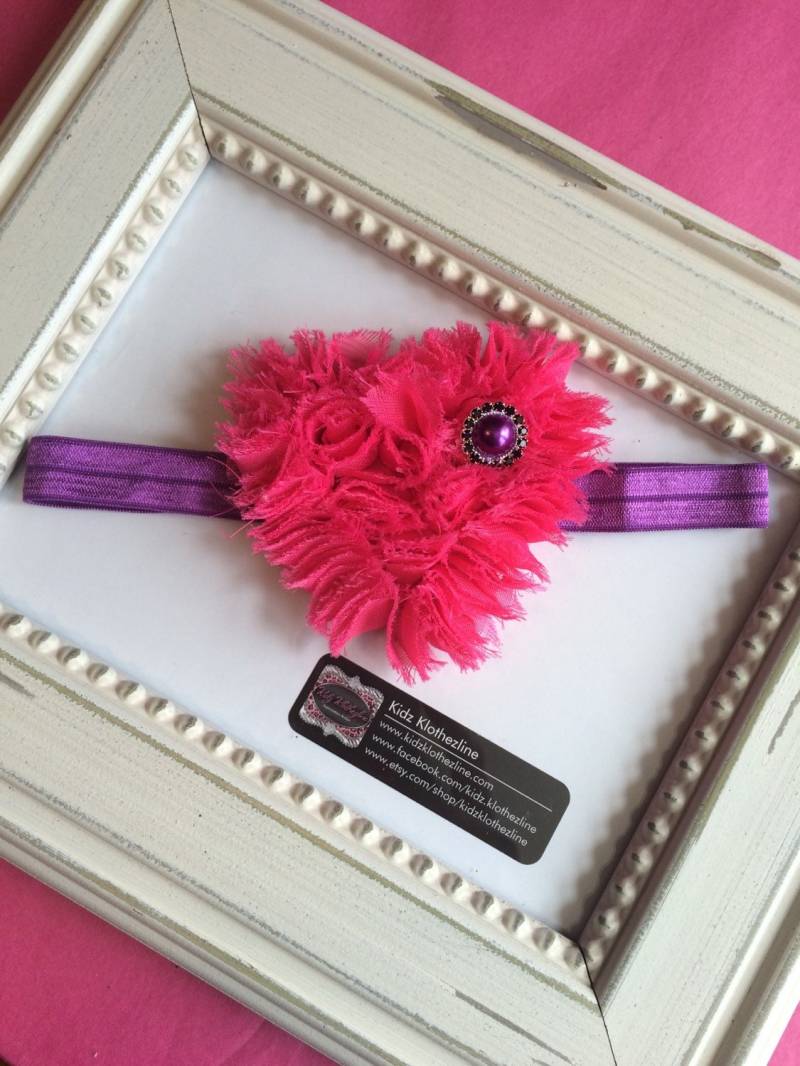 Valentinstag Stirnband Heißen Rosa Herz Mit Perle & Lila Strass Haarreif Geburtstag von KidzKlothezline
