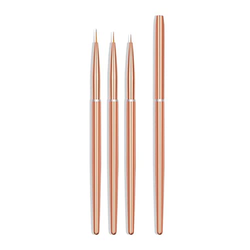 KieTeiiK 3Pcs Nail Art Liner Brushes Set Gel Polish Painting Design Brush Pen With Gold Handle For Pulling Lines Cap von KieTeiiK