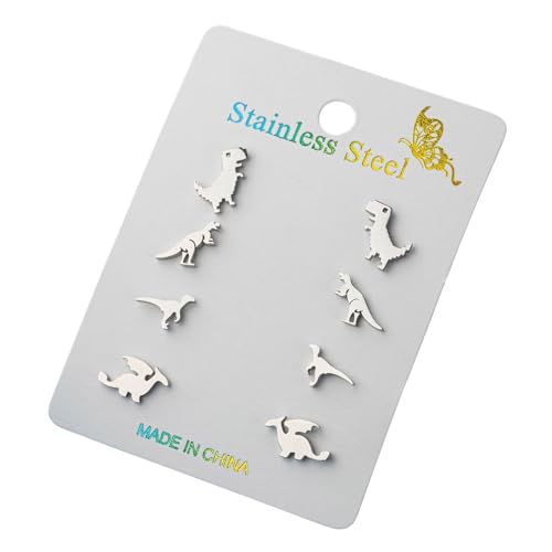 4 Paare Kleine Dinosaurierohrringe Stilvoller Cartoon Ohrschmuck Dinosaurier Ohrohrohrstecker Für Trendige Studenten Und Profis Modeohrringe Für Frauen von KieTeiiK