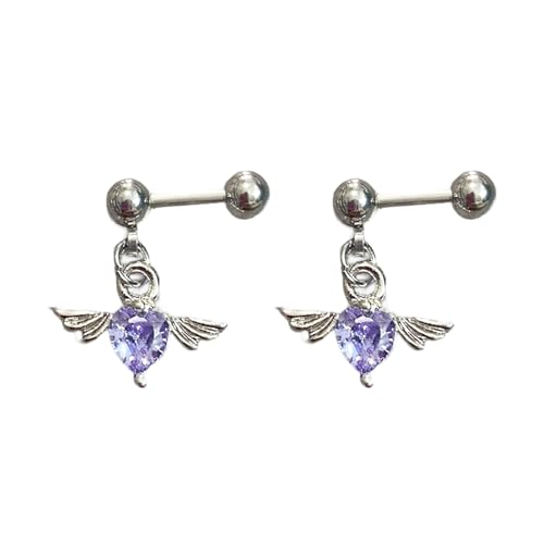 Chirurgische Stahlstahlherzflügel Design Ohrringe Allergie Sichere Ohrstolme Trendy Accessoire Für Empfindliche Haut Modische Edelstahlohrringe Für Frauen von KieTeiiK