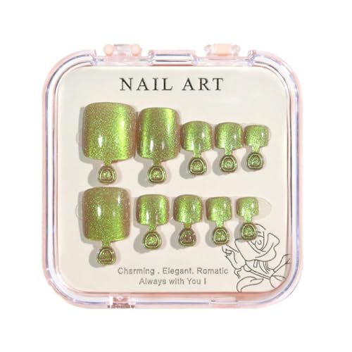 Crystal Cat Eye Shining Foot Nail Patches Handmade Wearing Short Press On Nails For Toes Decoration Foot Nail Patches Nail Decals Nail Polish Strips Stick On Nails False Nails For Women von KieTeiiK