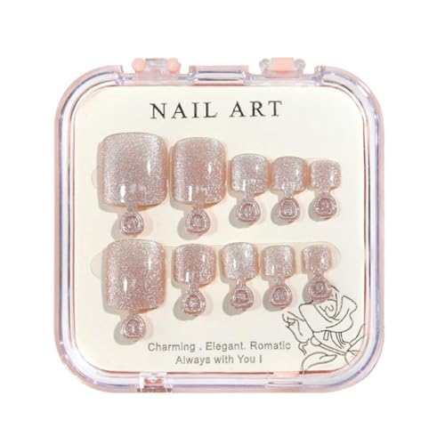 Crystal Cat Eye Shining Foot Nail Patches Handmade Wearing Short Press On Nails For Toes Decoration Foot Nail Patches Nail Decals Nail Polish Strips Stick On Nails False Nails For Women von KieTeiiK