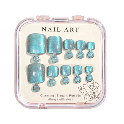 Crystal Cat Eye Shining Foot Nail Patches Handmade Wearing Short Press On Nails For Toes Decoration Foot Nail Patches Nail Decals Nail Polish Strips Stick On Nails False Nails For Women von KieTeiiK