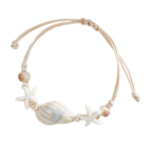 Elegant Conch Star Fish Shells Perlen Armband Leichtgewickelt Gewebte Schnur Handchain Beach Armreifen Für Frauen Und Mädchen Vielseitiges Strandpartyarmband von KieTeiiK
