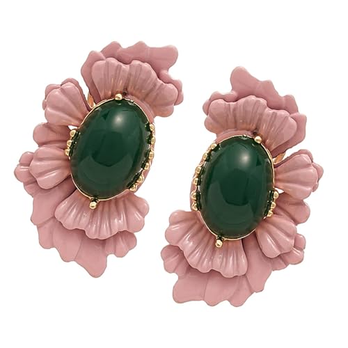 Elegante Ovale Blumenentwürfe Ohrringe Bequeme Tragen Silberne Post von KieTeiiK