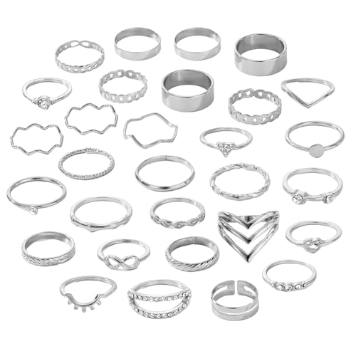 Elegante Stapelgrunge Stilringe Kollektion Für Männer Und Frauen Handgefertigte Geometrische Fingerringe Mit Verstellbaren Legierungen Der Strasssteine von KieTeiiK