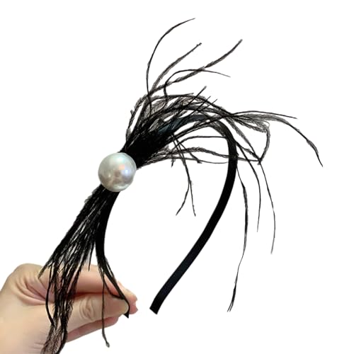 Eleganter Fascinator mit Perlen für Damen, Cocktail, Teeparty, Kopfbedeckung, exquisiter französischer Fascinator für Hochzeit, Feder-Fascinator, Haarspange von KieTeiiK