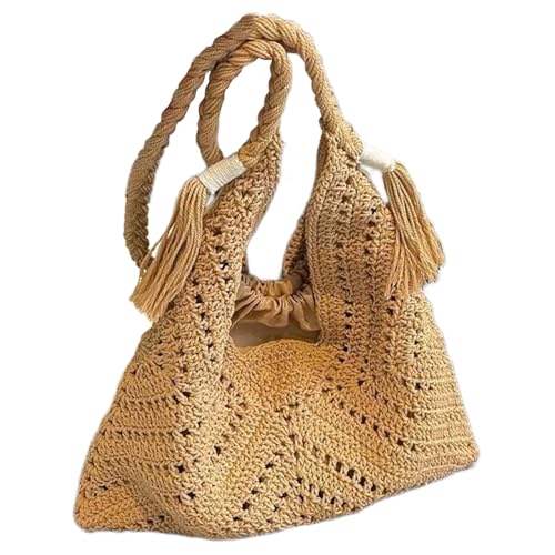 Fashion Umhängetasche Lässige Achselhalterung Wiederverwendbares Baumwollstoff Trendy Strand Für Frauen Und Mädchen Atmungsaktives Baumwollschulter von KieTeiiK