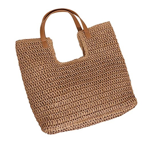 Frauen Stroh Umhängetasche Große Kapazität WEIMITTEILE HANDWAHLTAFTE HAND BADIES VIERTER FODENTEM Frauenstroh Gewebte Handtasche Ladies Strand Tasche Handgemachte Schulter von KieTeiiK