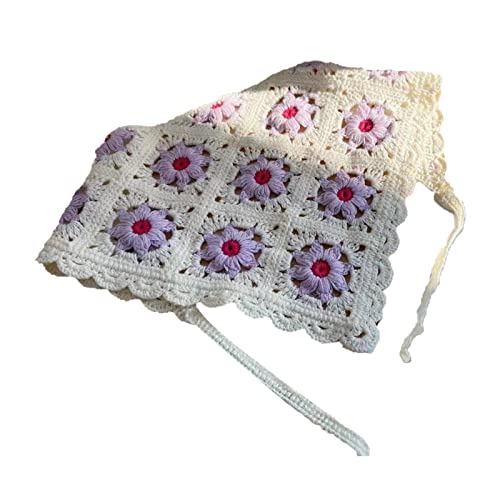 Gestricktes Stirnband Für Frauen Stretch Turban Blumenmuster Gehäkelt Ethnische Krawatte Kopfwickel Stirnband Bandana Stirnbänder von KieTeiiK