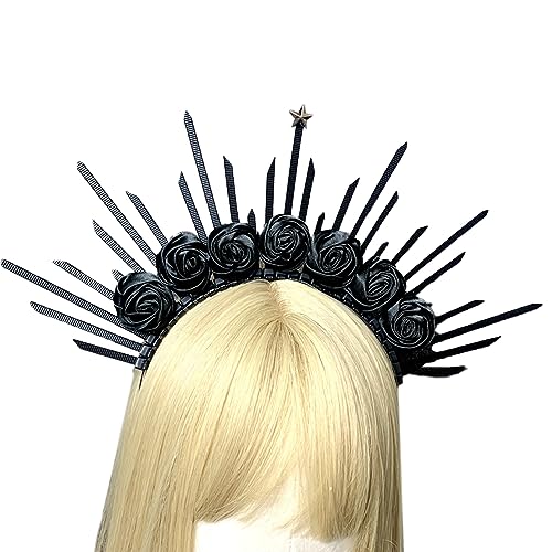 Gothic Kronen Festzug Abschlussball Engel Stirnband Junggesellinnenabschied Haarschmuck Vintage Spiked Tiaras Haarreif Blume Stirnband Bulk von KieTeiiK