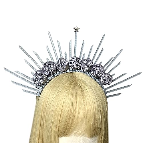 Gothic Kronen Festzug Abschlussball Engel Stirnband Junggesellinnenabschied Haarschmuck Vintage Spiked Tiaras Haarreif Blume Stirnband Bulk von KieTeiiK