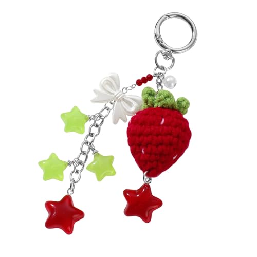 Häkeln Erdbeerschlüsselkette Mit Bögen Handgefertigter Beutel Charme Leichte Geldbörse Dekoration Frauen Und Mädchen Häkelstasteer Keychain von KieTeiiK