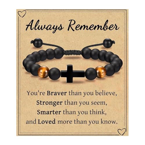 Jungen Religiöse Kreuze Armband Einstellbare Perlendesigns Für Podson Enkel Bestätigungszeremonie Geschenke Präsentieren Tigers Eye Stone Armband von KieTeiiK