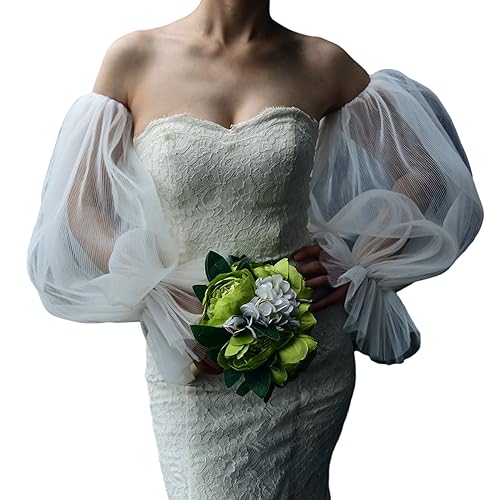 KieTeiiK Abnehmbare Braut Puffärmel Für Die Hochzeit Abnehmbare Ärmel Weiß Handgefertigt Elegante Hochzeit Braut Armdekorationen Spitzen Arm Ärmel Oberteil Spitzen Arm Ärmel Für Frauen Modische von KieTeiiK