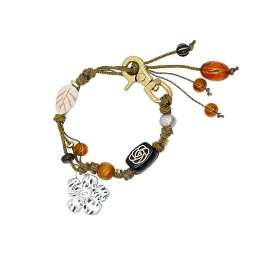 KieTeiiK Blumenperlen Gewebtes Schlüsselbundarmband Doppelzzweck Handgefertigter Schmuck Für Tägliche Verschleiß Durchdurchschnittlich Zu Gibing Multifunktional Legierungsperlenarmband von KieTeiiK
