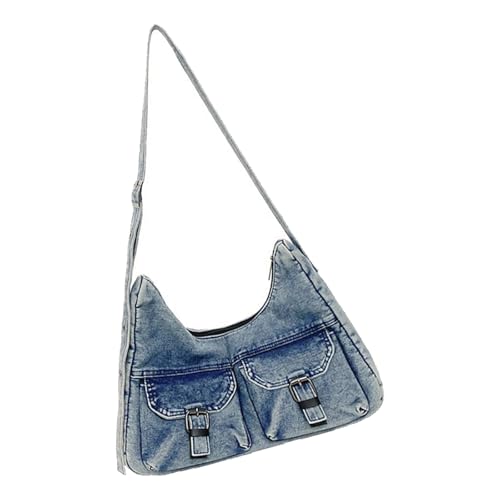 KieTeiiK Distressed Wash Jeans Messengers Bag Leichte Konstruktion Ergonomischer Schultergurt Täglicher Begleiter Zarter Jeans Crossbody Tasche von KieTeiiK