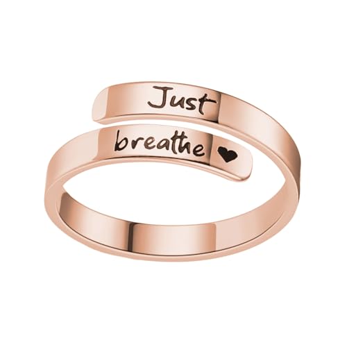 KieTeiiK Einfache Verstellbare Öffnungsringe Buchstabenmuster Edelstahl Textur Geeignet Für Hochzeit Und Partys Tragen Verstellbares Herz von KieTeiiK