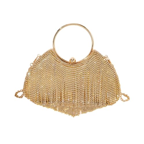 KieTeiiK Frauen Hochzeitstasche Strasssteine ​​Clutches Tasche Handtasche All Matching Schulter Quasten Abendkette Crossbody Frauen Bankett Quasten Schulterkette Bankett Strassabend Abend von KieTeiiK