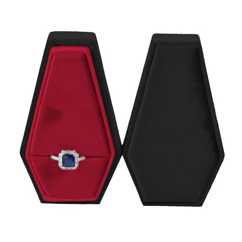 KieTeiiK Gothic Sargförmige Schmuckschatulle Stilvolle Samt Ringe Box Halloween Schmuck Organizer Dekorationen Für Frauen Und Mädchen Sarg Box von KieTeiiK