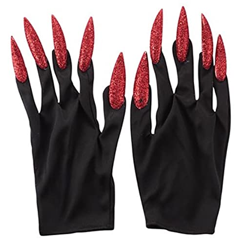 KieTeiiK Handschuhe, lustige Vampir-Klauen-Handschuhe, Geburtstagsparty, Cosplay, Karneval, glitzernde, lange Nägel, Zubehör, Halloween-Kostüm-Handschuhe von KieTeiiK