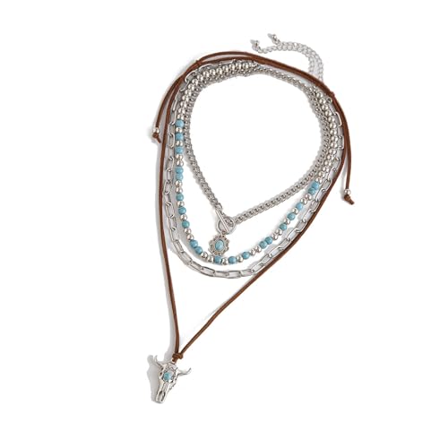 KieTeiiK Inspirierte Türkisarme Perlen Halskette Einstellbare Länge Schlüsselbeinkette Stylischer Nackenschmuck Für Modeliebhaber Retro Stil Schmuckstil von KieTeiiK