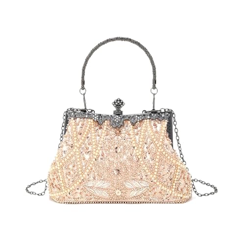 KieTeiiK Luxuriöse Perlen Verschönerte Party Abendtasche Mit Perlenketten Detail Cocktail Crossbody Taschen Mode Accessoire Abendtasche von KieTeiiK