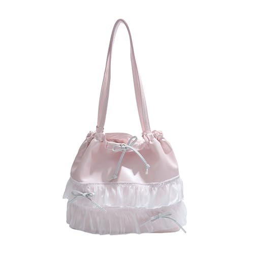 KieTeiiK Mode Girls Umhängetaschen Rucksack Mit Dekorativem Spitzenrand Und Verstellbarer Riemen Geräumiger Arbeitstasche Süße Mädchen PU Leder Rucksack von KieTeiiK