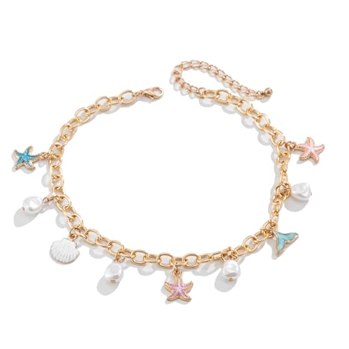 KieTeiiK Mode Goldene Charme Anhänger Halskette Für Frauen Mit Oceanics Beach Seestarfishes Und 14K Surfer Styles Täglich Gebrauch Modeschmuck von KieTeiiK