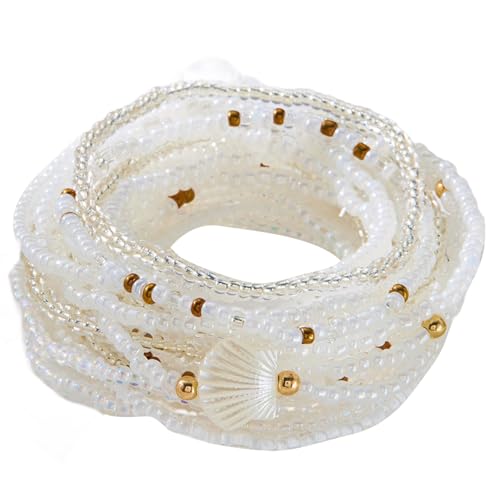 KieTeiiK Mode Schicht Perlen Armband Praktisch Für Frauen Tragbarer Verstellbarer Schmuck Täglich Oder Formelles Verschleiß Strandstapelarmband von KieTeiiK