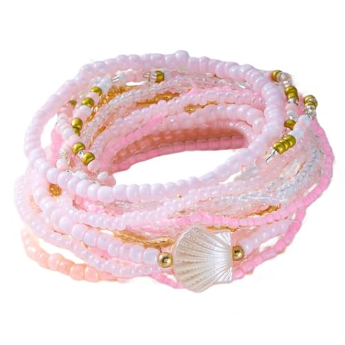 KieTeiiK Mode Schicht Perlen Armband Praktisch Für Frauen Tragbarer Verstellbarer Schmuck Täglich Oder Formelles Verschleiß Strandstapelarmband von KieTeiiK