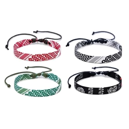 KieTeiiK Packung Mit 4 Zarten Arabisch Gestalteten Gewebten Armband Trendy Arabian Gewebten Armbändern Mit Einstellbarer Größe Für Alle Einzigartigen Armbänder von KieTeiiK