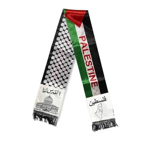 KieTeiiK Palästina-Schal, Palästina-Flagge, doppelseitiger Schal, Palästina-Jerusalem, arabischer Satin-Schal, Schal für Unisex, T2, 25.5 x 19.7 x 2 cm von KieTeiiK