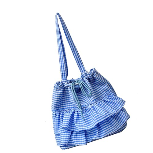 KieTeiiK Praktische Leinwand Umhängetasche Mit Rüschenverkleidung Und Geräumige Innenräume Jugendliche Mode Taschen Reisen Sie Die Achselhänder Handtasche Alltagstasche von KieTeiiK