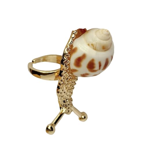 KieTeiiK Resortstile Übergroße Schneckenringe Mode Muschelschmuck Für Urlaub Und Ungezwungene Outfit Übergroße Schneckendesigns Ringe von KieTeiiK