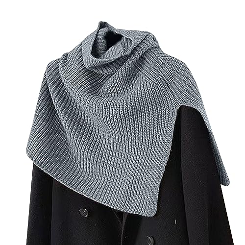 KieTeiiK Schal, Winter Gestrickt Gefälschte Kragen Schal Schulter Wrap Frauen Rollkragen Gestrickt Falsche Kragen Warm Winddicht Abnehmbarer Schal, grau, One size von KieTeiiK