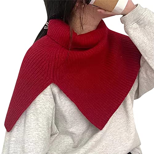 KieTeiiK Schal, Winter Gestrickt Gefälschte Kragen Schal Schulter Wrap Frauen Rollkragen Gestrickt Falsche Kragen Warm Winddicht Abnehmbarer Schal, rot, One size von KieTeiiK