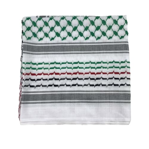 KieTeiiK Shemagh Schals Für Herren Keffiyeh Quadratischer Schal Geometrischer Jacquard Arabisches Kopftuch Multifunktionales Bandana Schal Wickelkopfbedeckung Baumwollschal von KieTeiiK