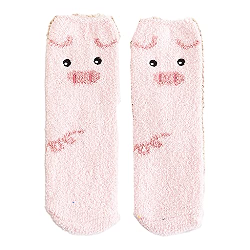 KieTeiiK Socken, Damen, Cartoon-Tier-Wintersocken, flauschig, niedlich, Panda, Pinguin, warme Strumpfwaren, Kleines Schweinchen, 35-43 yards von KieTeiiK